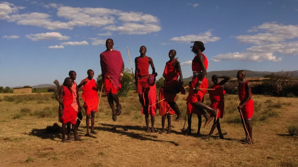 Maasai Jumping During a Ceremony