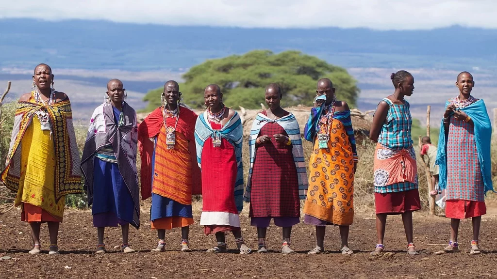 Maasai Women, Red Robes And Jewelry